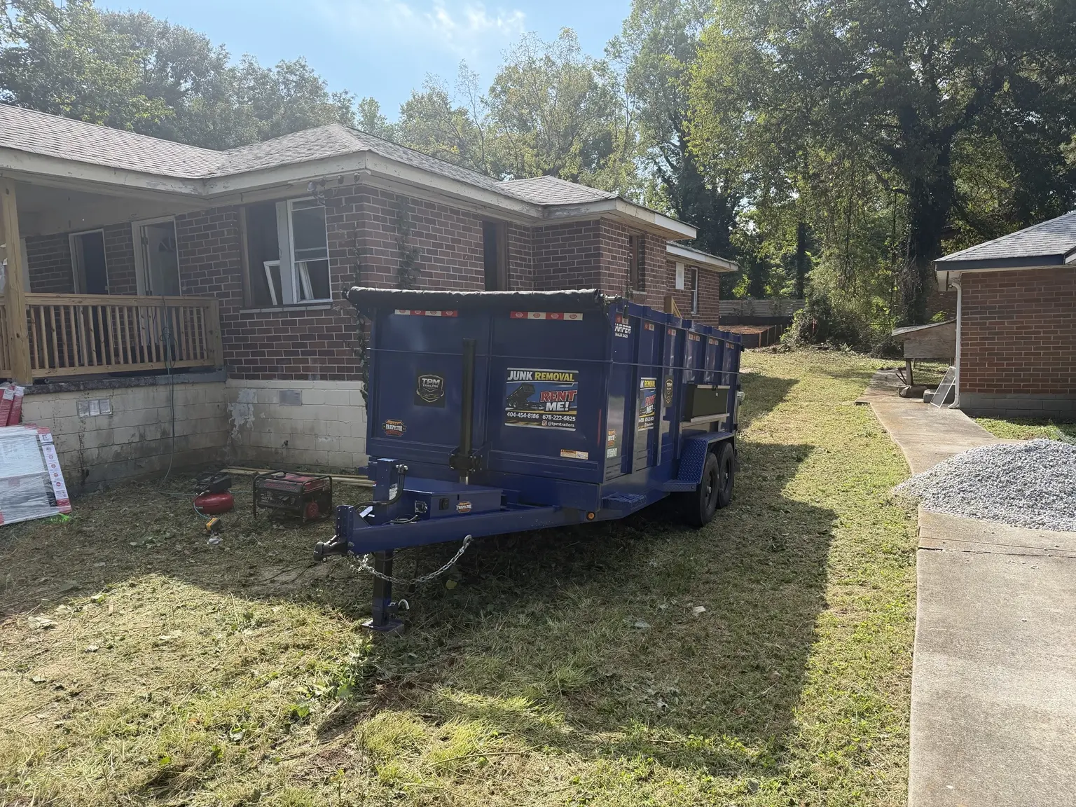 TPM Trailers 20-yard dump trailer at an Atlanta commercial renovation project