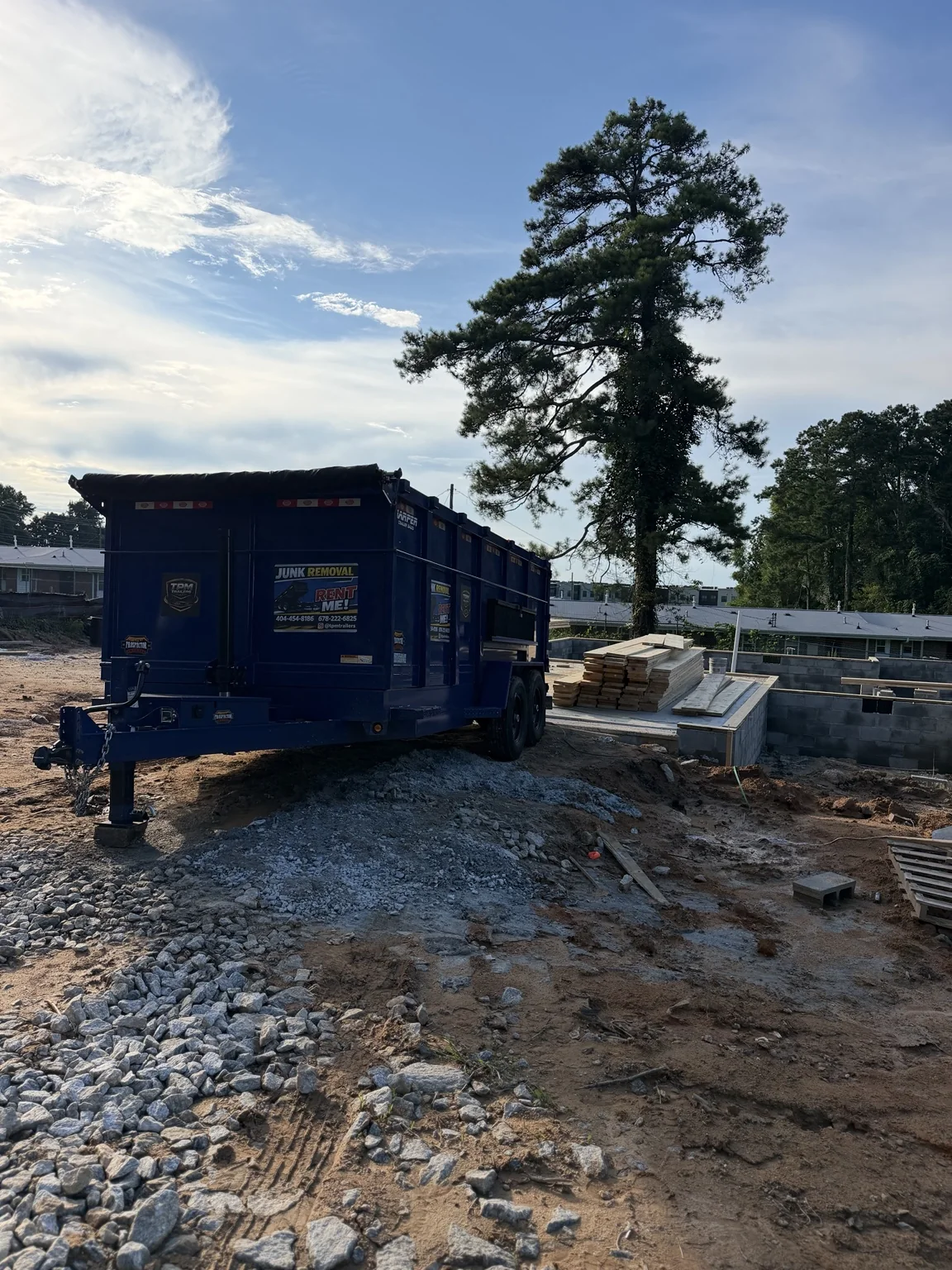 TPM Trailers 20-yard dump trailer at a Douglasville construction site